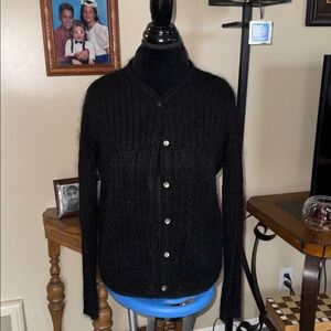 Womens Mohair Blend Black Cardigan